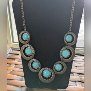 Faux Turquoise Moon Necklace